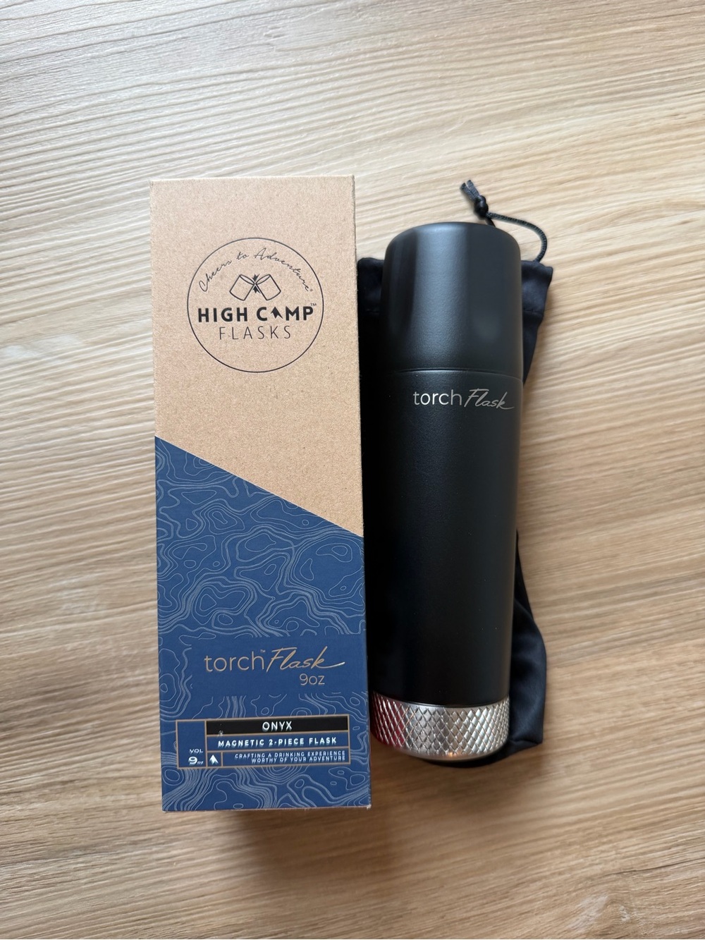 High Camp Flasks Torch Flask 9 oz Onyx Black